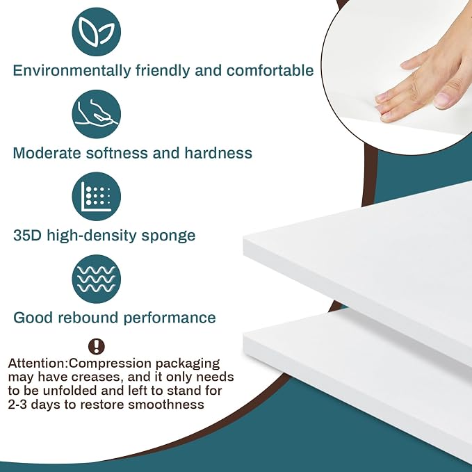 Frienda 2 Pack 1" x 16" x 16"Upholstery High Density Foam Cushion Replacement - Image 3
