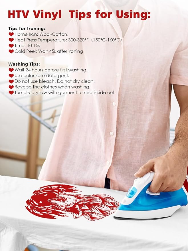 Heat Transfer Vinyl Bundle: 16 Pack 12" x 10" Red Heat Transfer Vinyl T-Shirt - Image 3