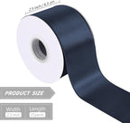 Navy Blue 2.5 Inch 25 Yards Satin Wired Ribbon - Image 2