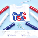 HTVSTD Red Blue White Puff HTV Heat Transfer Vinyl 6pcs 12×10in | Vivid Color - Image 5