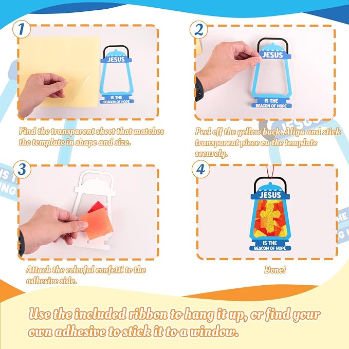40PCS Sunday School VBS Crafts Bulk: Paper Oil-Lamp Nativity Suncatchers - Image 5