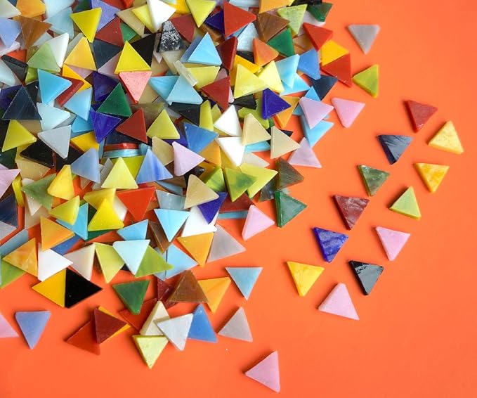Lanyani 800 Pieces Triangle Mosaic Tiles Stained Glass 5/8 inch- Assorted Colors by LanyaniArtGlassMosaics