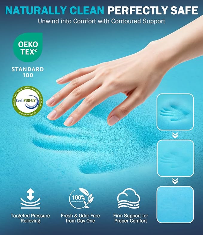 Dual Layer 4 Inch Memory Foam Mattress Topper Twin XL, College Dorm Room - Image 4