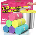 300 Count 1.2 Gallon Trash Bags - 4.5 Liter Colored Small Garbage Bags Unscented Mini Can Liners Leakproof & Tear Resistant for Bathroom, Office, Home