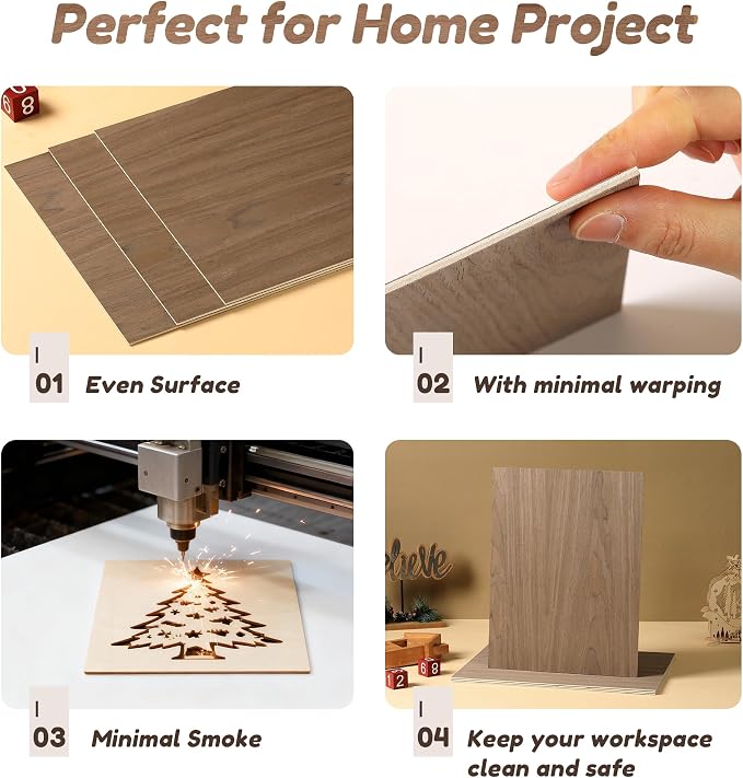 9 Pack Walnut Wood Plywood Sheets, Smooth Surface, Uniform Thickness, No Burrs - Image 5