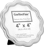 High-End Silver 4x4'' Round Zinc Alloy Picture Frames, Unique Wave Design - Image 8