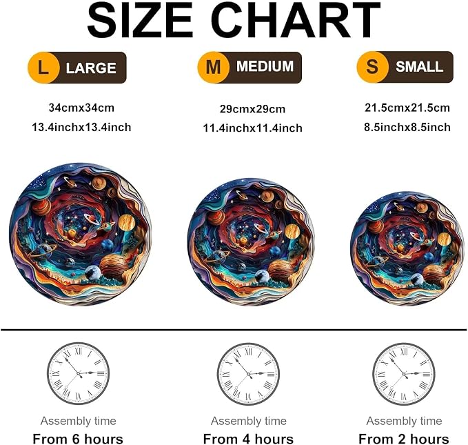 300 Pieces Wooden Puzzles Adults, 3D Vision Universe Round Wood Jigsaw Puzzle - Image 4