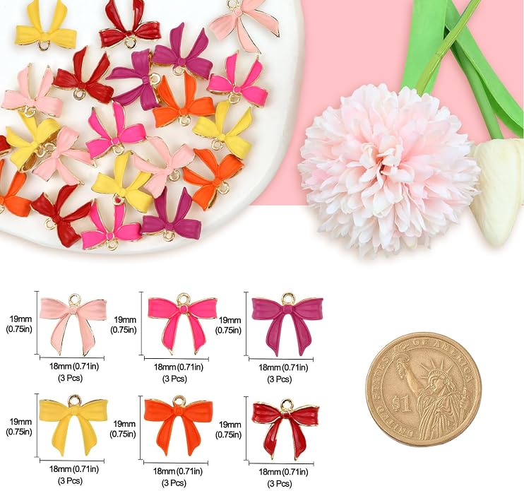 Bow Charms for Bracelet Jewelry Making Cute Bracelet Charms | 18Pcs, Bow Charms - Image 7