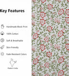E-Tailor® Hand-Block Printed Pre-Cut Cotton Fabric Ideal - Image 3