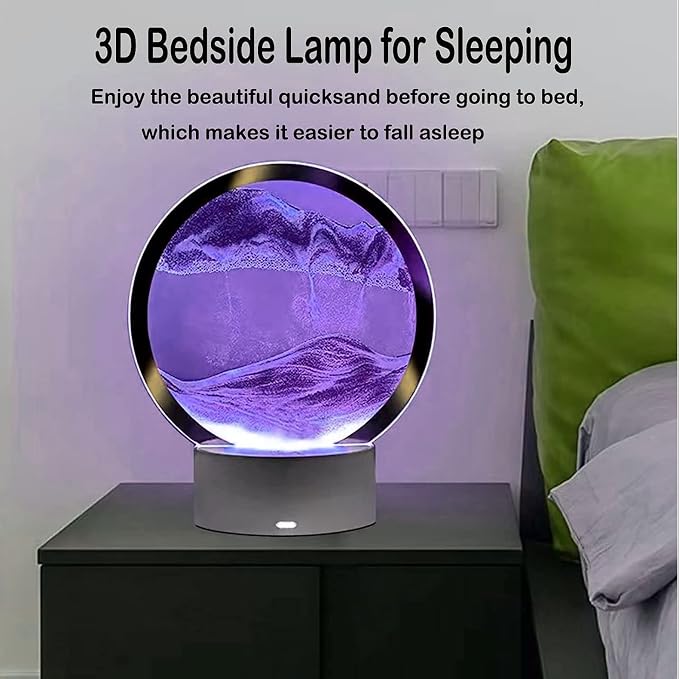 3DMoving Sand Art, 360° Rotating Hourglass Decoration table lamp, 7 Color - Image 6