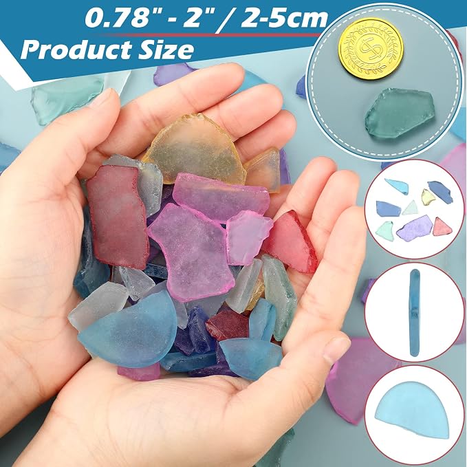 Jetec Sea Glass for Crafts Pieces Decor Flat Frosted Sea Glass Vase Filler - Image 3