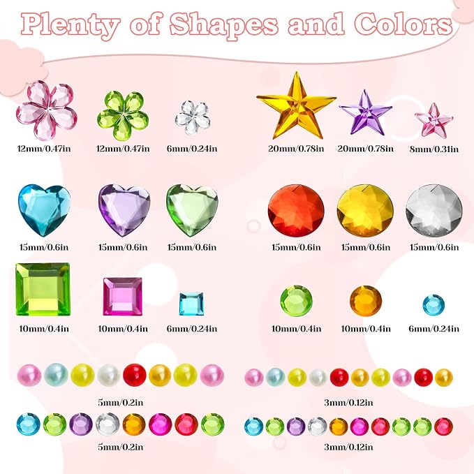 Lezmarket Gems Stickers for Kids Crafts, 10 Sheets Self-Adhesive Jewels - Image 3