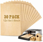 Juexica 30 Pcs 12" X 16" X 1/8" Basswood Sheets, 3mm Plywood Board Craft Wood by Juexica