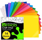 VINYL FROG Permanent Vinyl Bundle 12‘’x12'' Glossy Adhesive Vinyl 14 Sheets 12 by VINYLFROG