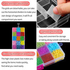IOOLEEM 15 Grids Plastic Bead Organizer Box, Adjustable Dividers - Image 3