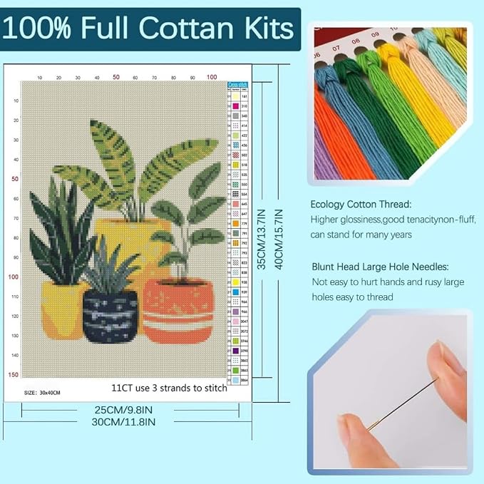 niurenmaoyi Green Plants Stamped Cross Stitch Kits - Image 2
