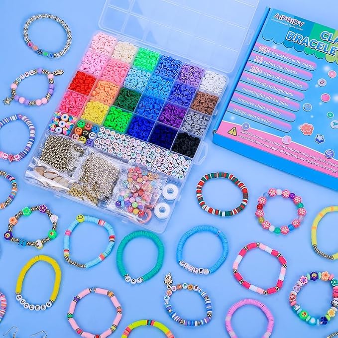 AIPRIDY Girls Toys Bracelet Making Kit, Clay Beads Jewelry Activity Kit - Image 7