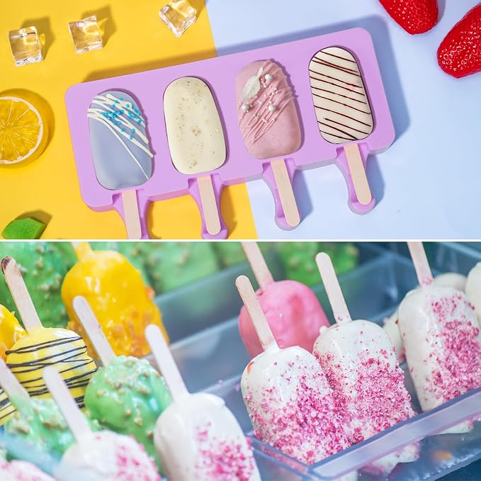 Ozera Silicone Popsicle Molds, 2 Pack Cake Pop Molds Popsicles Maker Set | - Image 2