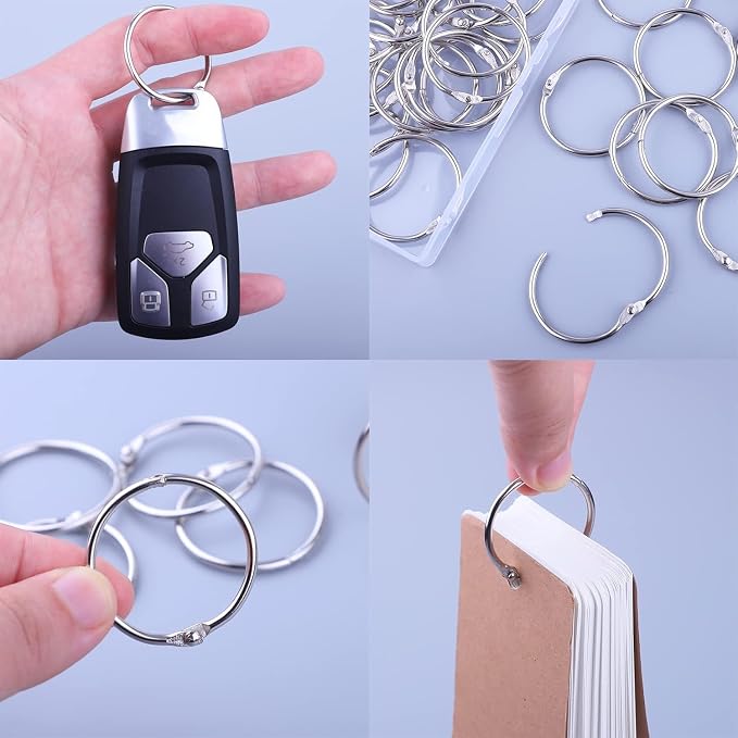 AKONEGE 1.2 Inch Loose Leaf Binder Rings, Metal Office Book Rings, Nickel - Image 4