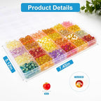 XSEINO About 1200pcs 6mm Crack Glass Beads Bracelet Making Kit, 24 Style Crack - Image 3