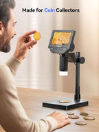 TOMLOV DM4W Microscope with Weighing Scale: 4.3" Digital Coin Microscope with - Image 4