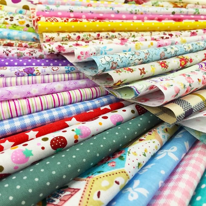 flic-flac 200pcs 4 x 4 inches Cotton Craft Fabric Bundle Squares Patchwork Lint - Image 5