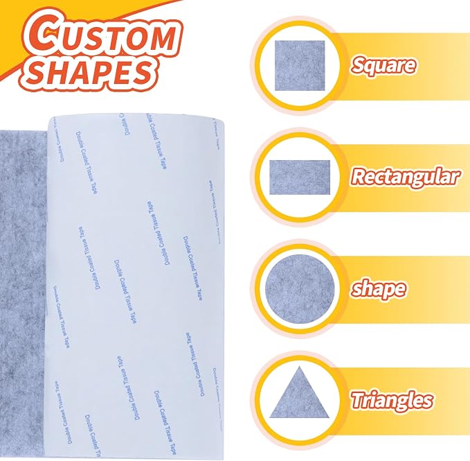 Felt Furniture Pads, Non Slip Self Adhesive Cuttable Felt Tape Gray Heavy Duty - Image 3