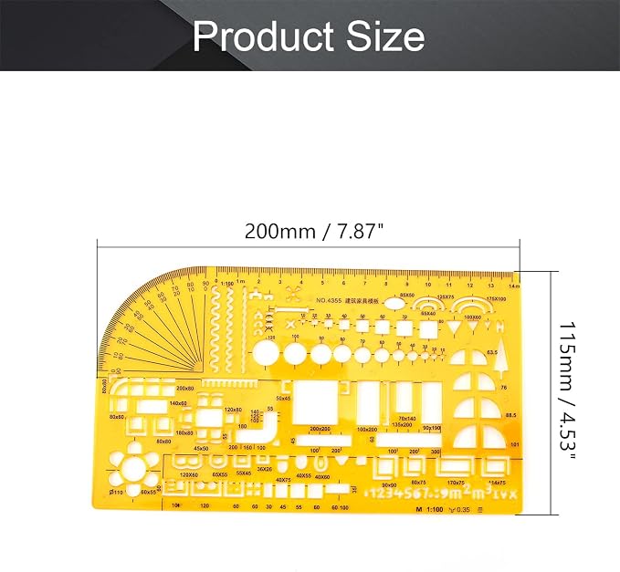 Utoolmart 4355 Architectural Drawing Template Ruler, Designers and Students - Image 2
