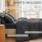 MUXHOMO 7 Pieces Queen Comforter Set, Seersucker Bed in a Bag Queen Size - Image 4