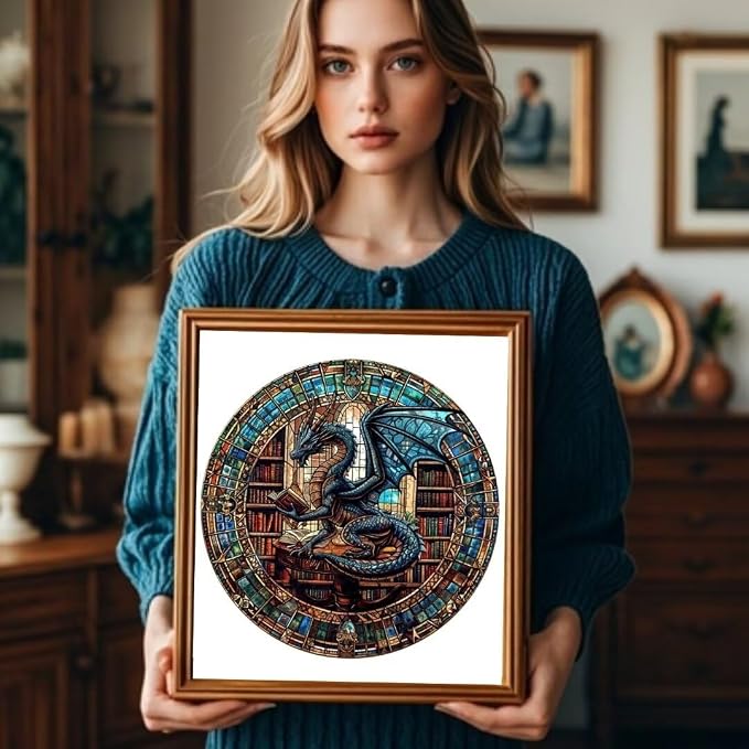 Wooden Puzzles Adults, Dragon Library Puzzle 200 Pieces, Unique Animal Shaped - Image 5