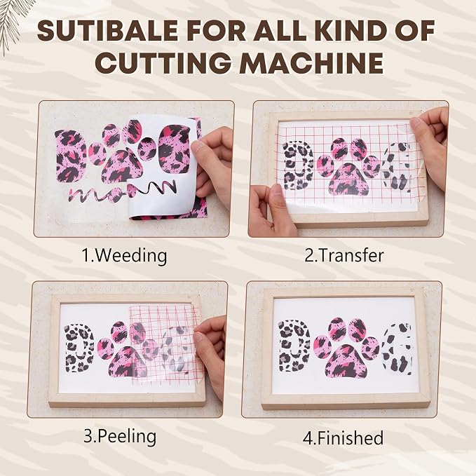 Tintnut Leopard Permanent Vinyl 8 Pcs 12x10in Pink Spots Adhesive Vinyl | - Image 3