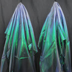 Dark Forest Green Iridescent Organza Fabric - Image 3