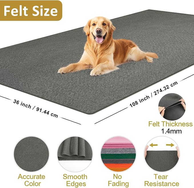 XSEINO Dark Gray Large Felt Fabric 108" X 36 ", 1.4 mm Thick Soft Felt Fabric - Image 2