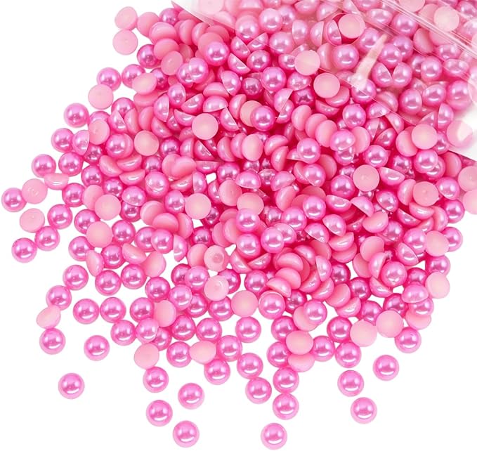 qiipii 900PCS 6mm Rose Pink Half Round Pearls Bulk by qiipii