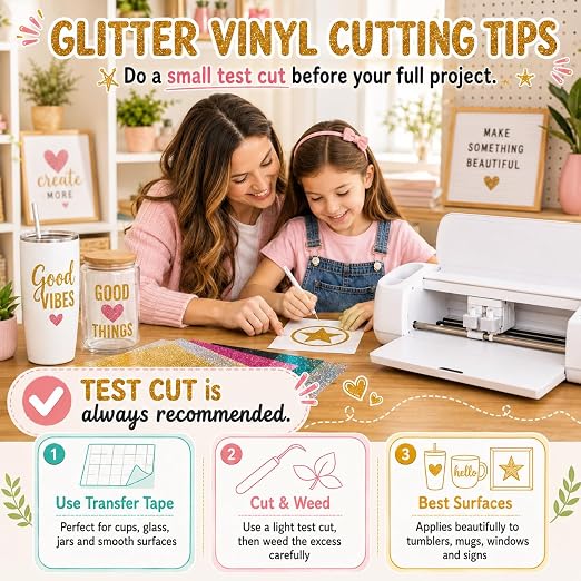 Glitter Permanent Vinyl, 8 Pack 12" x 10" Sparkle Glitter Adhesive Vinyl Sheets - Image 7
