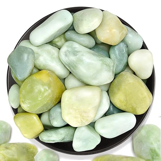 2.2 lb Jade Pebbles for Indoor Plants, 1-2 Inch Polished Decorative Pebbles for by RUOJAS