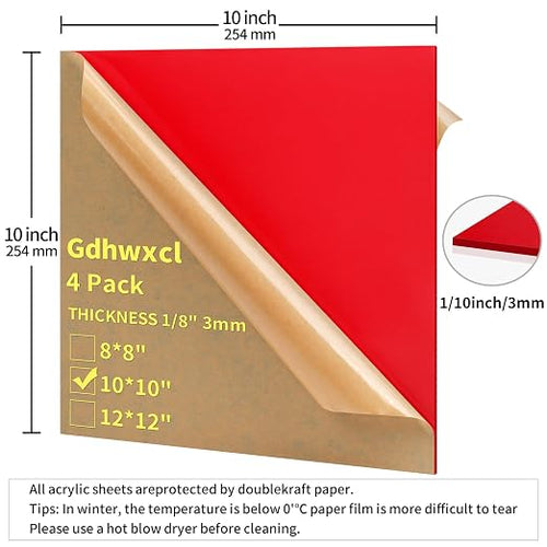 1/8 Thick 10 x 10 inch Acrylic Sheets - Image 2