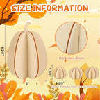 COCHIE DIY Fall 3D Pumpkins Wood Crafts to Paint, Paintable Unfinished Wooden - Image 2