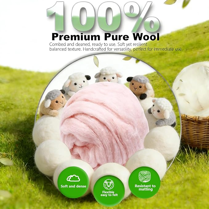 Wool Roving-3.5oz Needle Felting Wool, Soft Multi-Color Wool Fiber, Perfect - Image 5