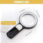 JMH Magnifying Glass with Light, Handheld Large Magnifying Glass 18LED Cold and - Image 2