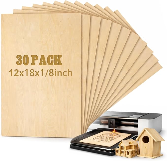 Juexica 30 Pcs 12" X 18" X 1/8" Basswood Craft Sheets 3mm Plywood Board Wood by Juexica