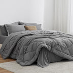 Love's cabin California King Comforter Set Grey, 7 Pieces California King Bed by Lovescabin