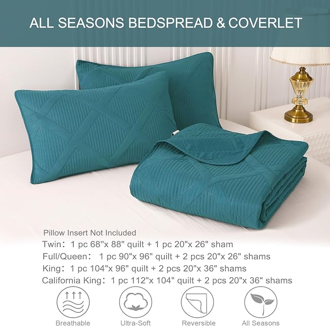 Exclusivo Mezcla King Quilt Set- Teal Quilts Bedding Set - Image 6