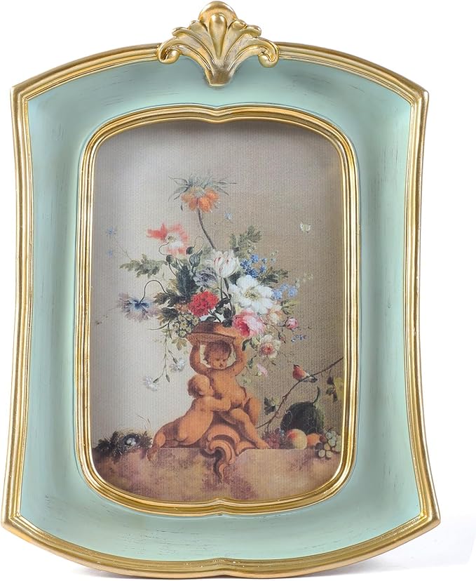 Vintage Picture Frame 4x6 Antique Ornate Photo Frame Tabletop and Wall Hanging by Kangce