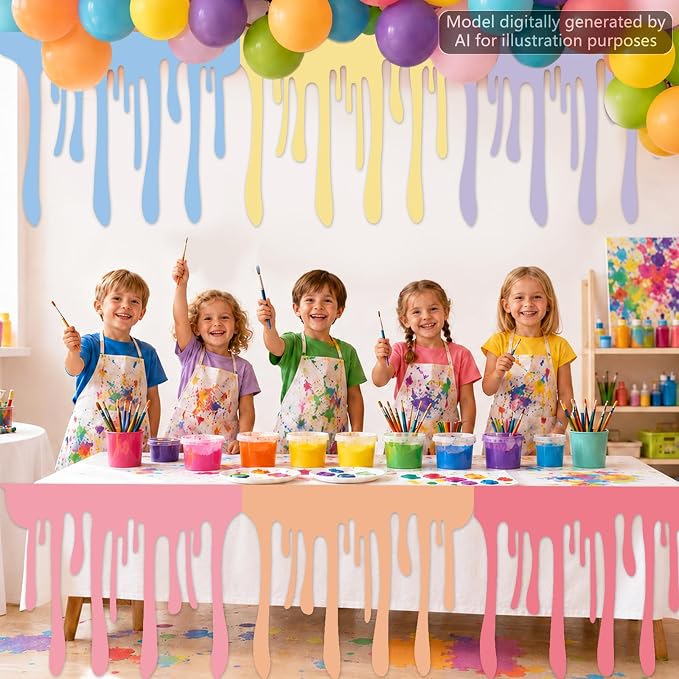 8 PCS Art Themed Party Table Skirt Back to School Felt Table Skirts Pastel Felt - Image 5