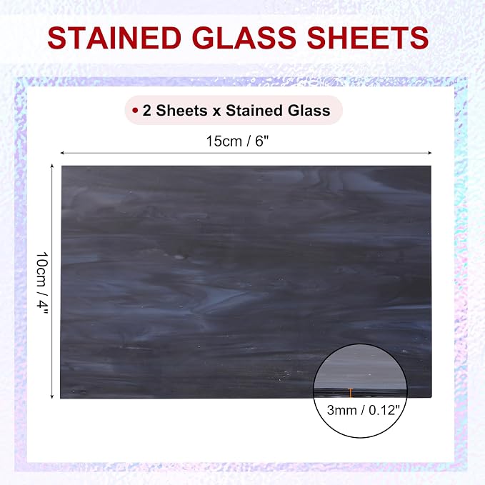 PATIKIL 4 x 6 Inch Stained Glass Sheets, 2 Sheets Mosaic Glass Variety Pack - Image 2