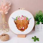 Louise Maelys Highland Cow Stamped Embroidery Kit Floral DIY Craft | Complete - Image 6
