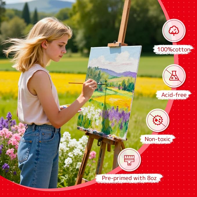 Simetufy 32 Pack 12x16 inch Large Flat Canvas Boards - Image 4