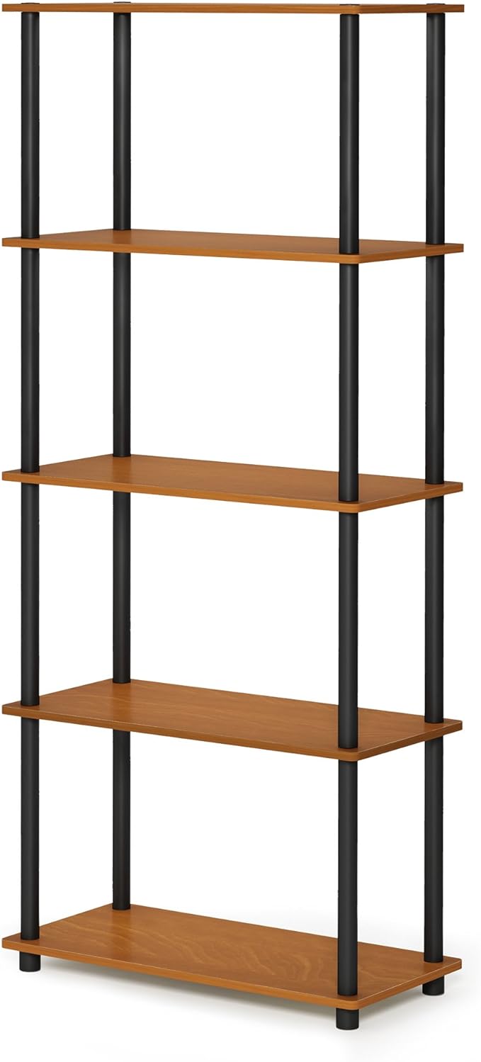 Furinno TURN-N-TUBE Storage Shelves, 5-Tier Book Shelf, Corner Shelf, Toolless by Furinno-FitsYourSpaceFitsYourBudget