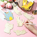 40 pcs Mixed Styles Lovely Cat Theme Unfinished Wood Cutout Charms Kitten Pet - Image 4
